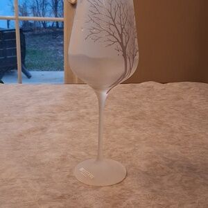 Belvedere Vodka Satin Frosted Wine Sipping Martini Glass Silver Tree 9 1/4 tall